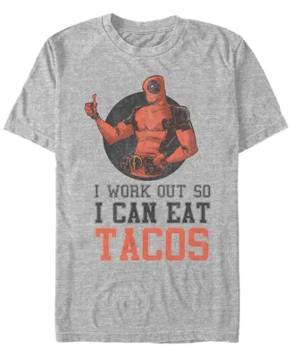 Marvel Men's Deadpool I Workout For Tacos, Short Sleeve T-Shirt
