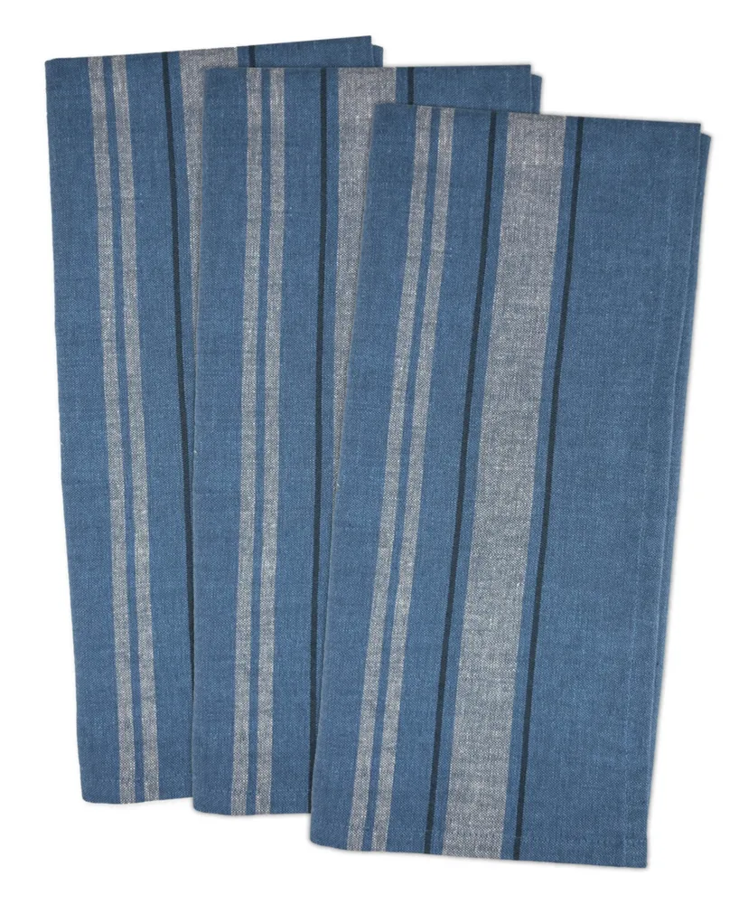 Chambray French Stripe Woven Dishtowel, Set of 3