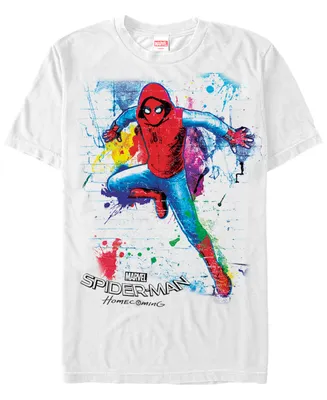 Marvel Men's Spider-Man Homecoming Neon Painted Brick Wall Pose Short Sleeve T-Shirt