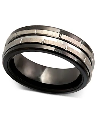 Men's Tungsten Ring, Black Ceramic Design Ring