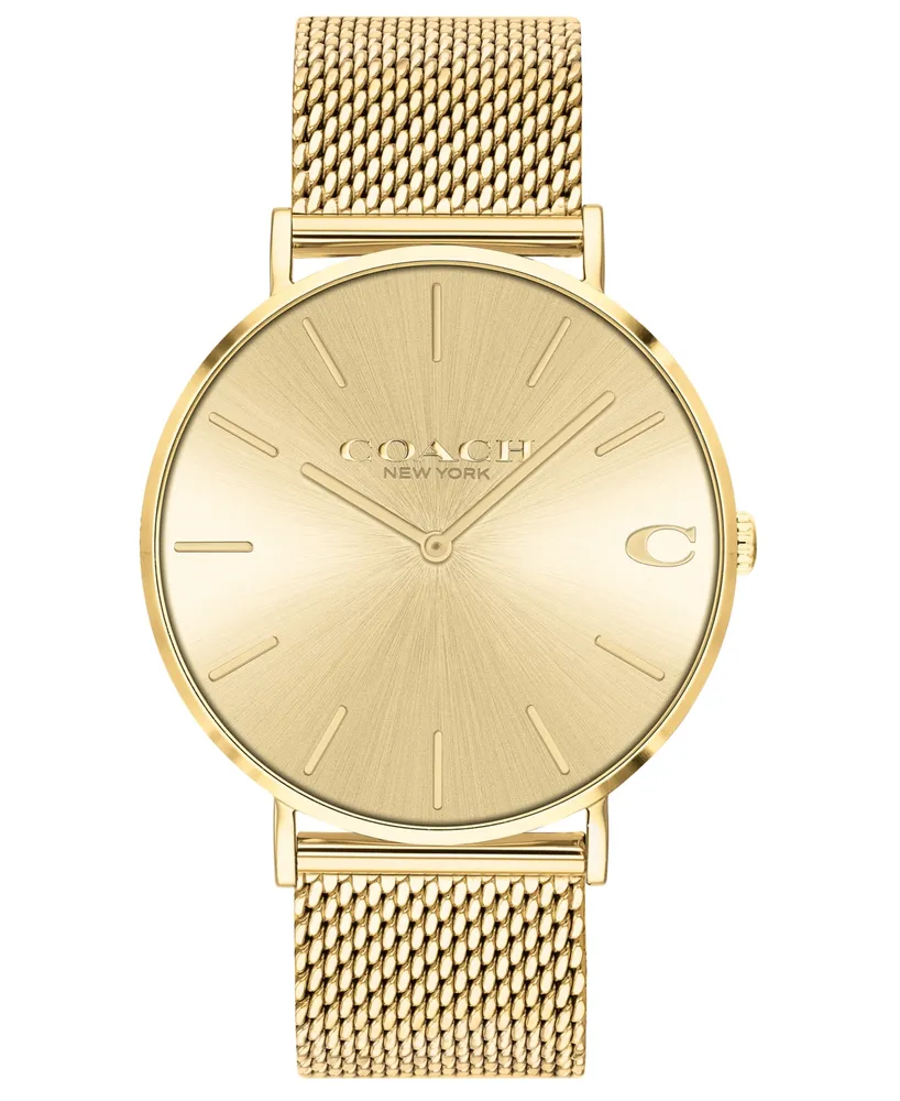 Coach Men's Charles Gold-Tone Stainless Steel Mesh Bracelet Watch 41mm
