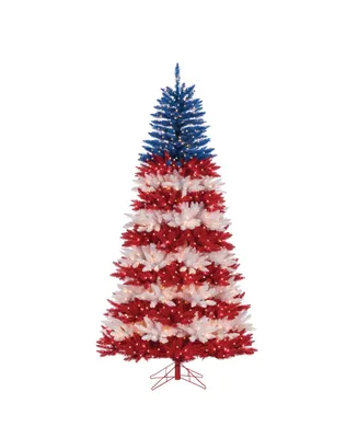 Sterling 7.5Ft. Patriotic America Tree in Red, White and Blue with 1040 Clear Lights and 10 Twinke Lights on Top Section