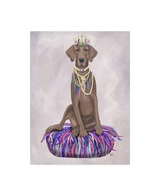 Fab Funky Weimaraner on Purple Cushion Canvas Art