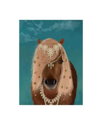 Fab Funky Horse Brown Pony with Bells, Portrait Canvas Art