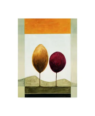 Pablo Esteban Red and Orange Trees and Mountains Canvas Art