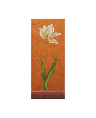 Pablo Esteban Single White Flower on Orange Canvas Art