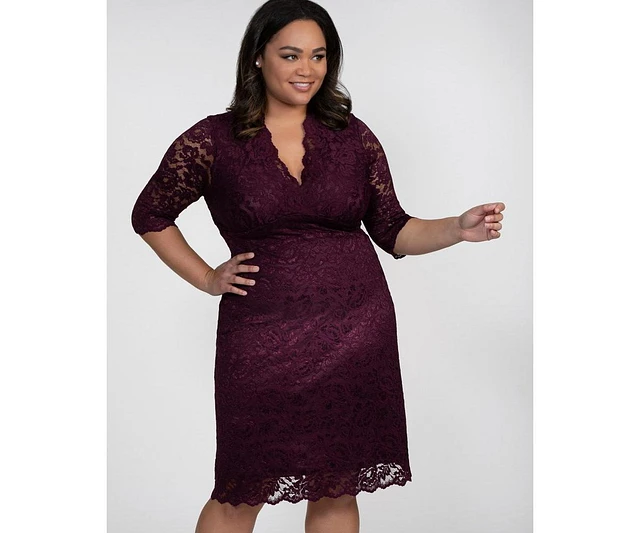 Kiyonna Plus Scalloped Boudoir Lace Cocktail Dress | MainPlace Mall Kiyonna Plus Scalloped Boudoir Lace Cocktail Dress | MainPlace Mall
