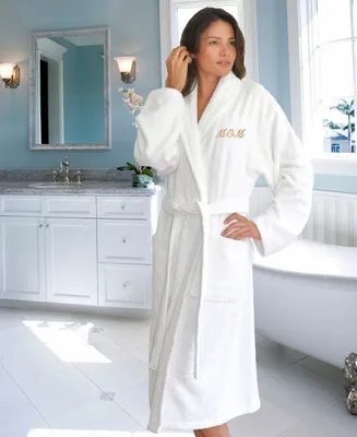 Linum Home Terry Bathrobe Embroidered with "Mom"
