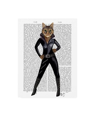 Fab Funky Cat Woman Leather Canvas Art - 27" x 33.5"
