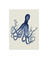 Fab Funky Octopus Print Blue on Cream C Canvas Art - 27" x 33.5"