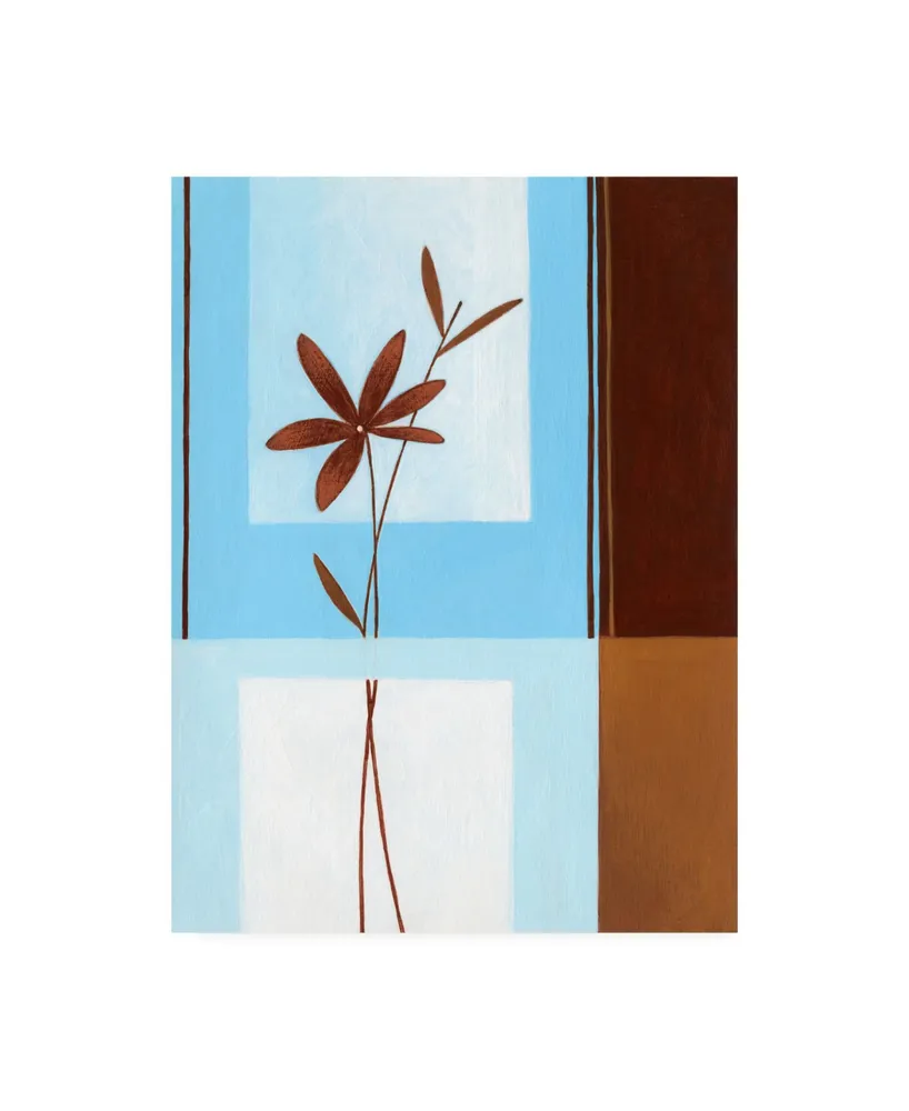 Pablo Esteban Brown Flower, Blue Square Right Canvas Art