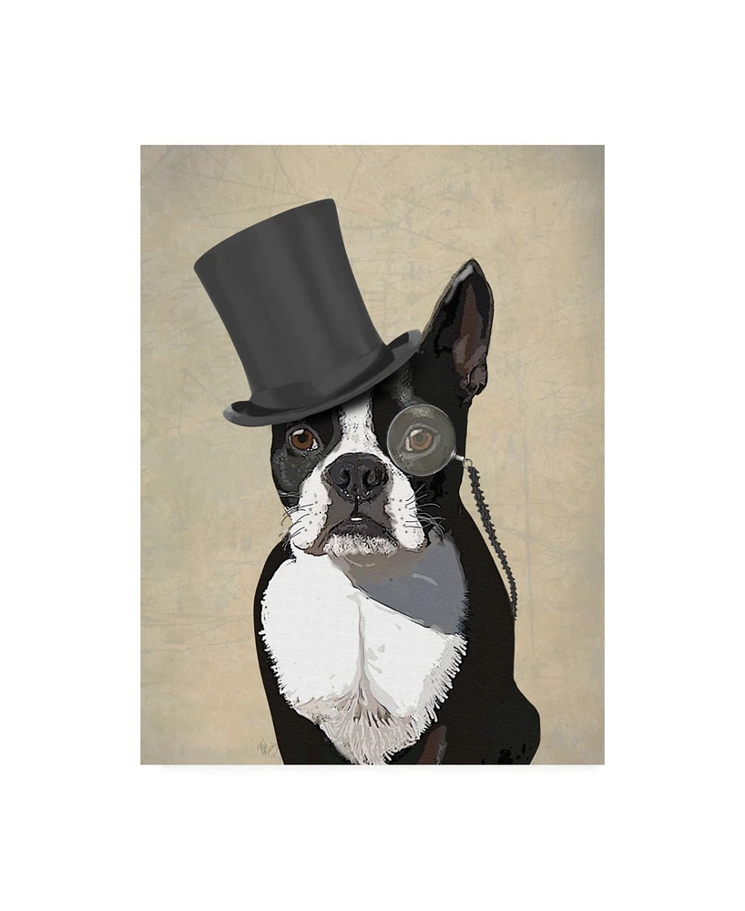 Fab Funky Boston Terrier, Formal Hound and Hat Canvas Art - 19.5" x 26"