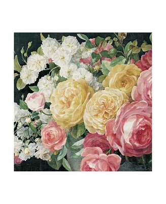 Danhui Nai Antique Roses on Black Crop Canvas Art - 36.5" x 48"