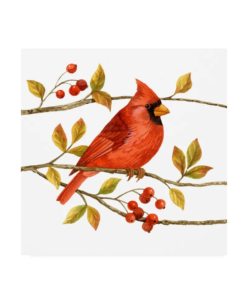 Jane Maday Birds and Berries Iii Canvas Art - 15.5" x 21"