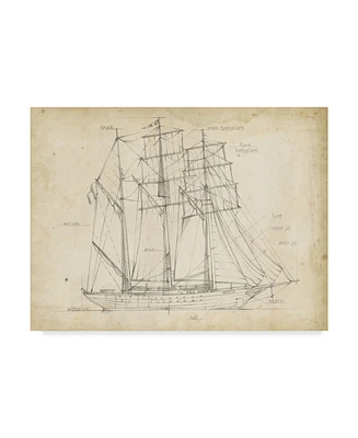 Ethan Harper Sailboat Blueprint I Canvas Art - 20" x 25"