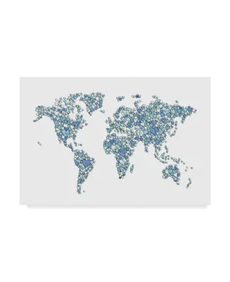 Michael Tompsett Love Hearts Map of the World Map Canvas Art