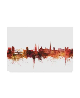 Michael Tompsett Newcastle England Skyline Red Canvas Art
