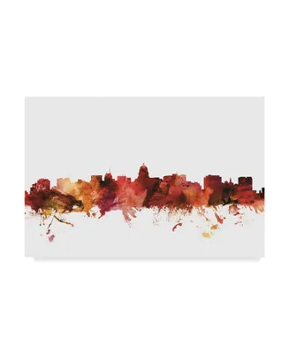 Michael Tompsett Madison Wisconsin Skyline Red Canvas Art - 15" x 20"