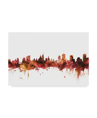Michael Tompsett Ottawa Canada Skyline Red Canvas Art - 37" x 49"