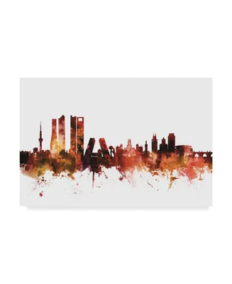 Michael Tompsett Madrid Spain Skyline Red Canvas Art
