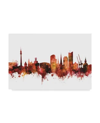 Michael Tompsett Dortmund Germany Skyline Red Canvas Art