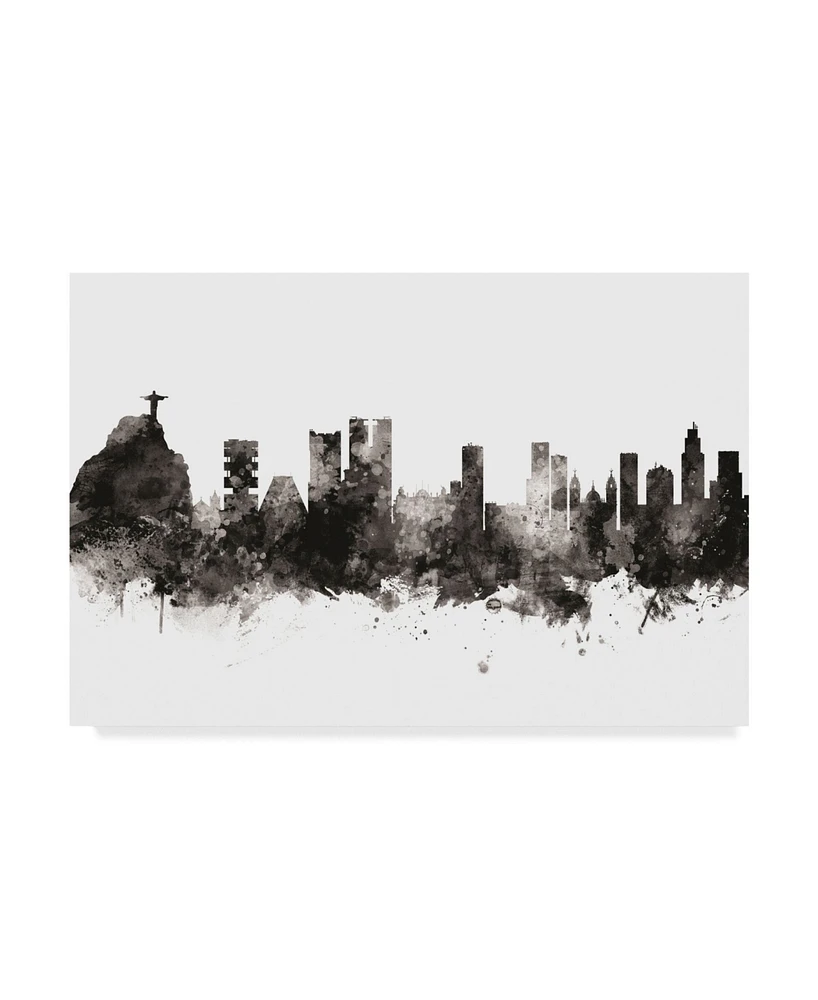 Michael Tompsett Rio De Janeiro Skyline Brazil Black White Canvas Art - 20" x 25"