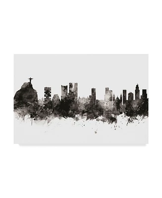 Michael Tompsett Rio De Janeiro Skyline Brazil Black White Canvas Art - 20" x 25"