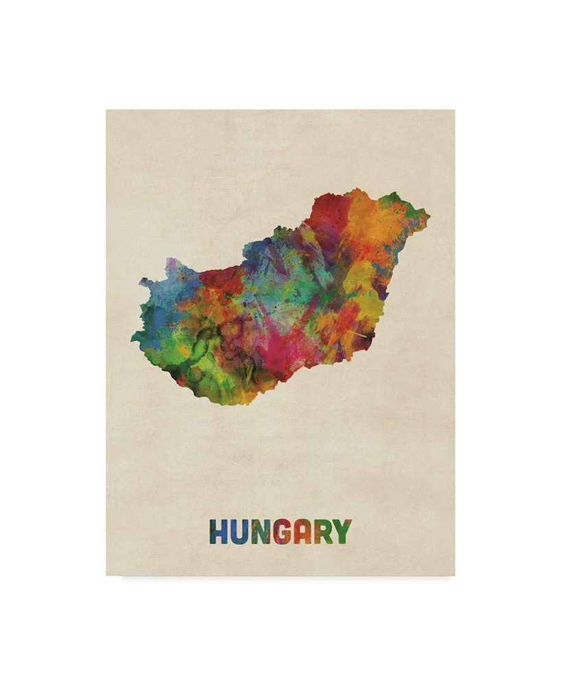 Michael Tompsett Hungary Watercolor Map Canvas Art - 15" x 20"