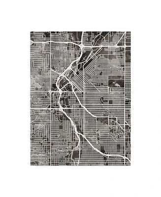 Michael Tompsett Denver Colorado Street Map Black Canvas Art - 20" x 25"