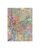 Michael Tompsett Portland Oregon City Map Iii Canvas Art - 20" x 25"