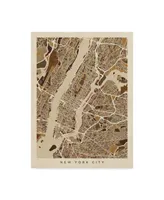 Michael Tompsett New York City Street Map Brown Canvas Art - 15" x 20"