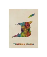 Michael Tompsett Trinidad and Tobago Watercolor Map Canvas Art
