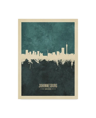 Michael Tompsett Johannesburg South Africa Skyline Teal Canvas Art - 20" x 25"