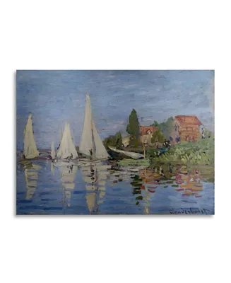 Claude Monet Regatta at Argenteuil Floating Brushed Aluminum Art - 22" x 25"