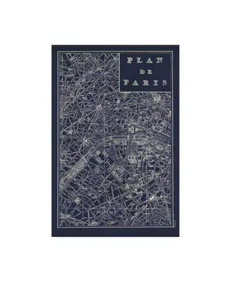 Sue Schlabach Blueprint Map Paris Canvas Art