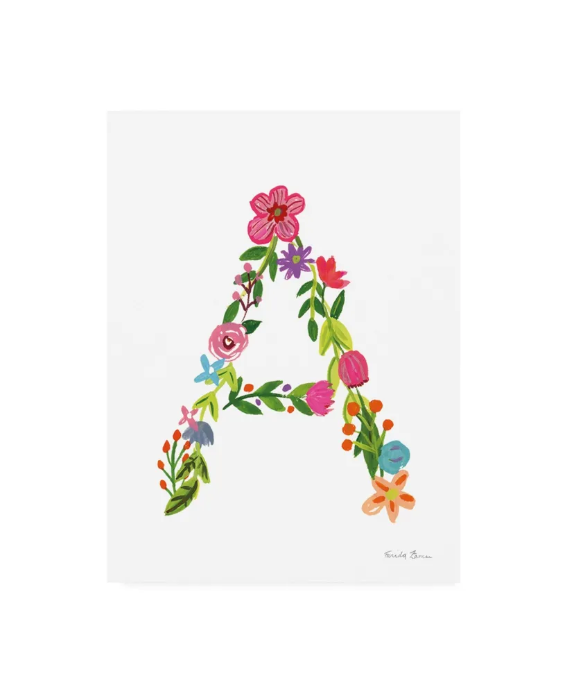 Farida Zaman Floral Alphabet Letter I Canvas Art