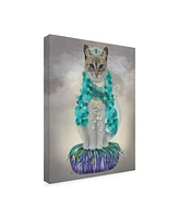 Fab Funky Grey Cat with Bells, Full Canvas Art - 36.5" x 48"