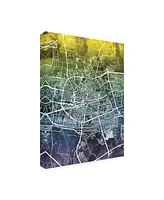 Michael Tompsett Leeuwarden Netherlands City Map Blue Yellow Canvas Art - 36.5" x 48"