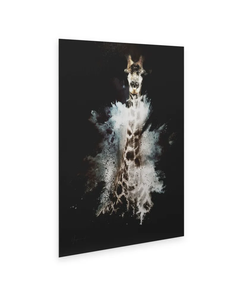 Philippe Hugonnard Wild Explosion Collection - the Giraffe Floating Brushed Aluminum Art - 21" x 25"