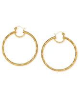 Simone I. Smith 18K Gold Over Sterling Silver Earrings, Laser and Diamond-Cut Extra Large Hoop Earrings (Also Platinum Silver)