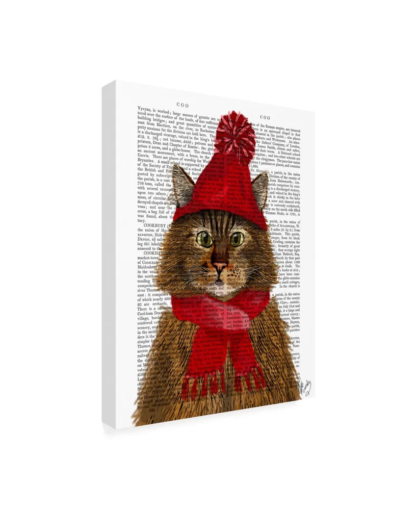 Fab Funky Maine Coon Cat Red Hat Canvas Art