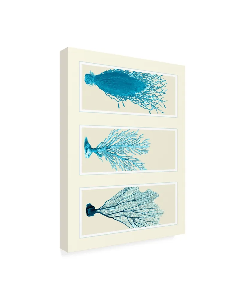 Fab Funky Blue Corals on 3 Panels Canvas Art