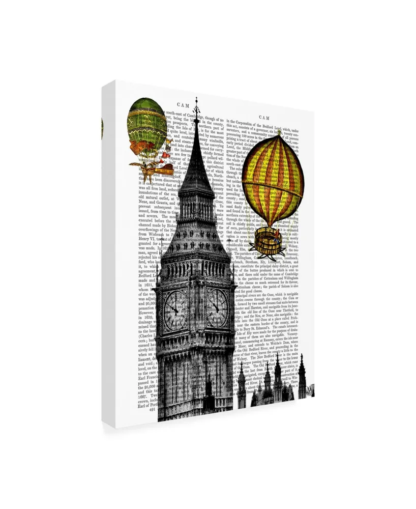 Fab Funky Big Ben and Vintage Hot Air Balloons Canvas Art