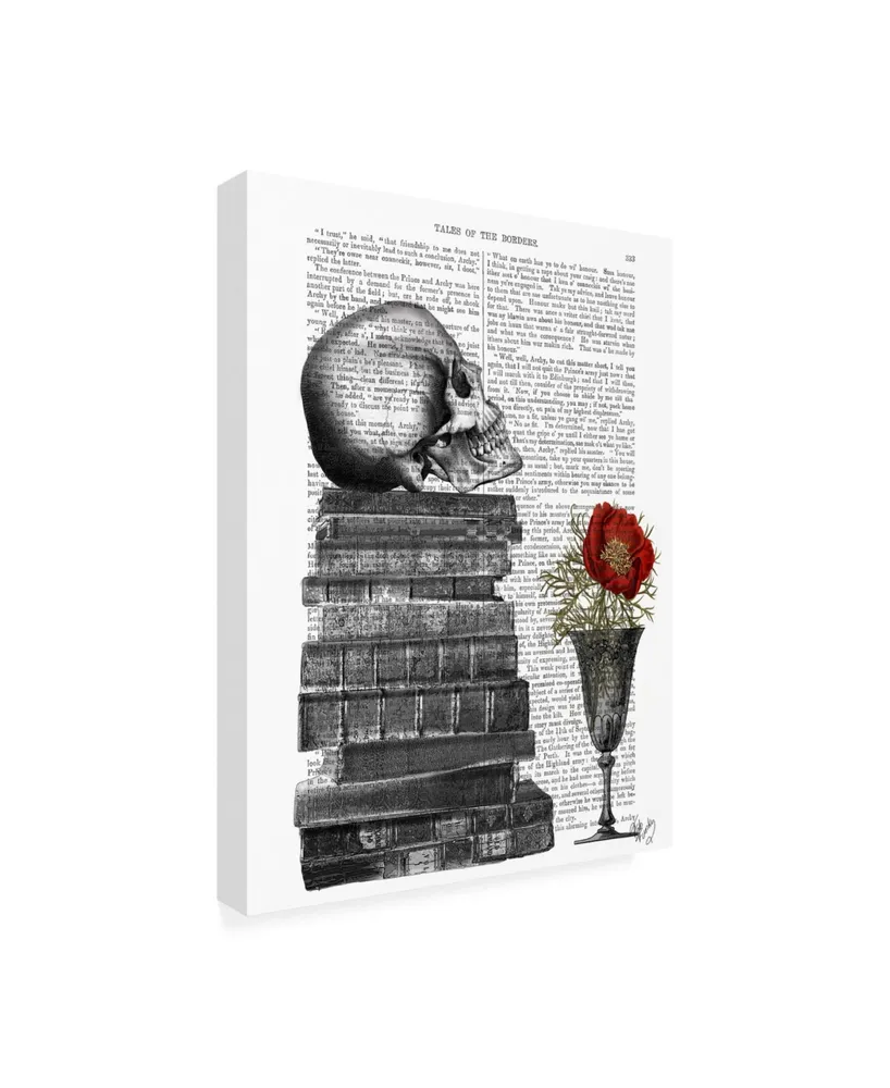 Fab Funky Skull and Books Canvas Art