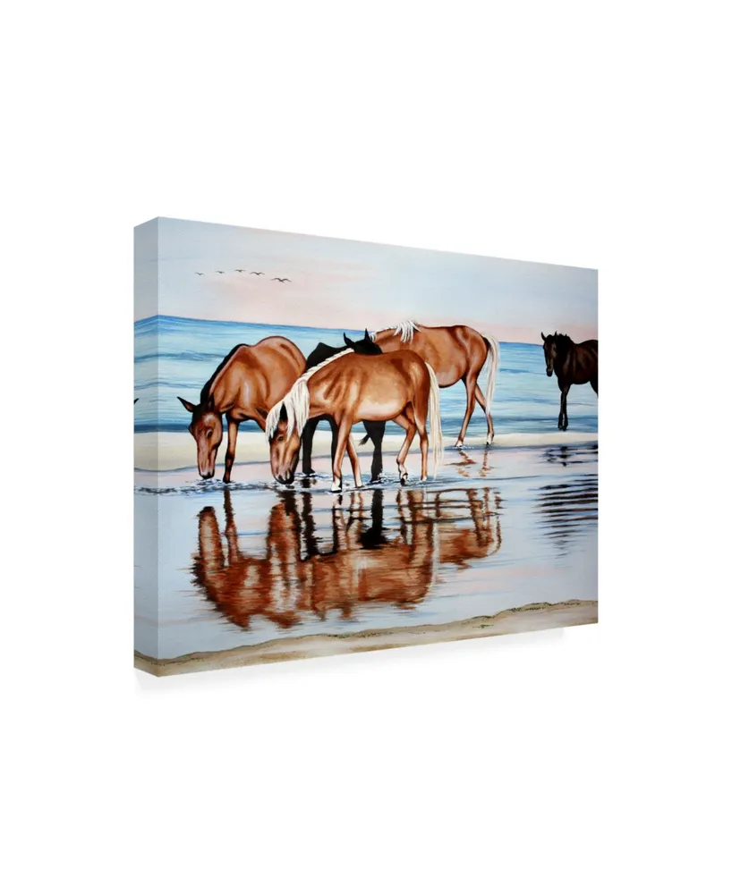 Patrick Sullivan Horses on Beach Canvas Art
