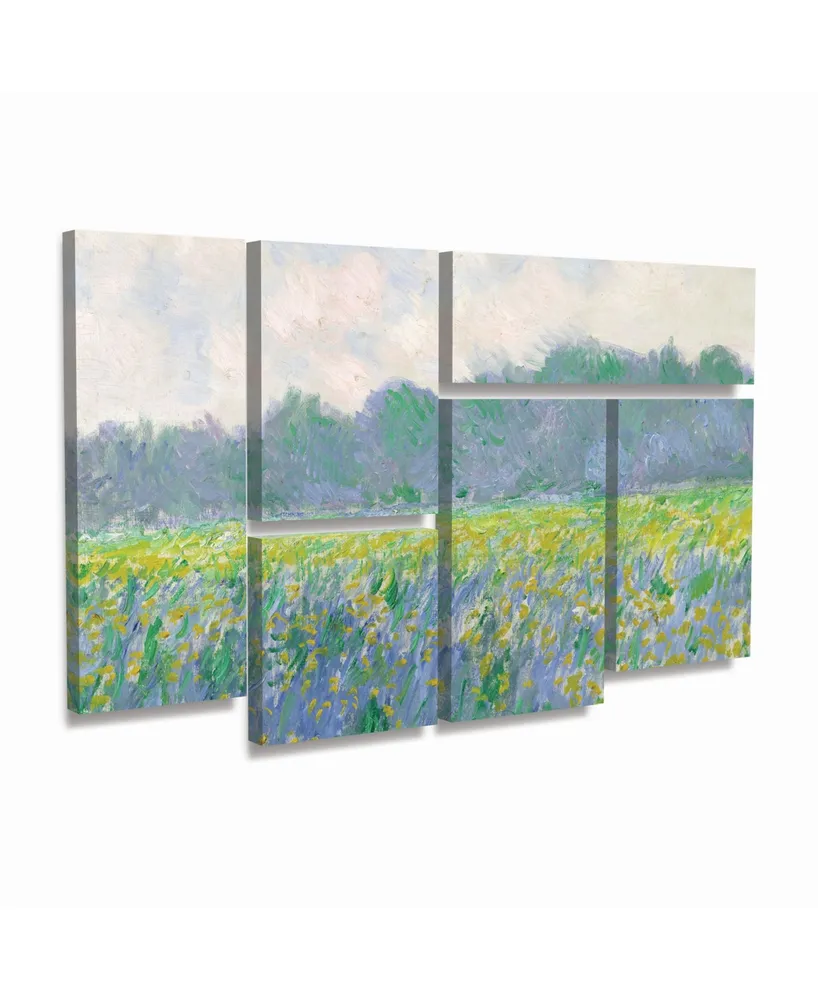 Claude Monet Field of Yellow Irises at Giverny Multi Panel Art Set 6 Piece - 49" x 19"