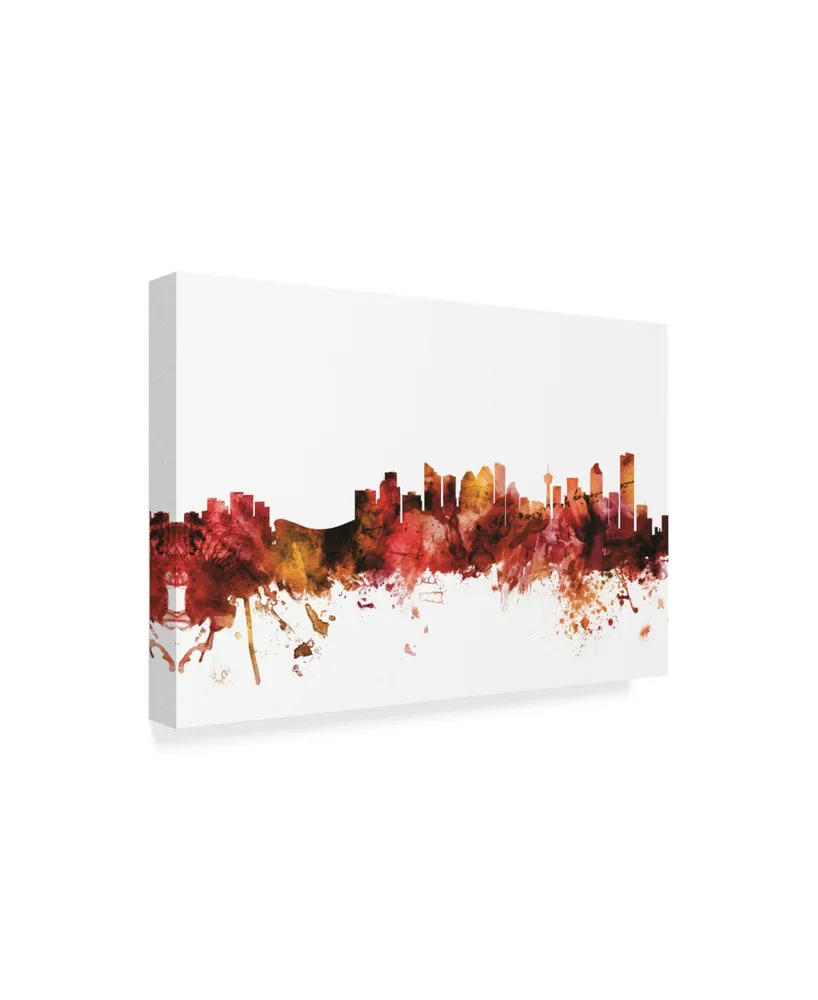 Michael Tompsett Calgary Canada Skyline Red Canvas Art - 20" x 25"