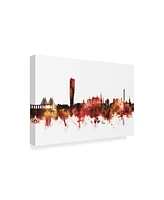Michael Tompsett Malmo Sweden Skyline Red Canvas Art - 20" x 25"