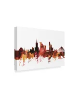 Michael Tompsett Warsaw Poland Skyline Red Canvas Art - 37" x 49"