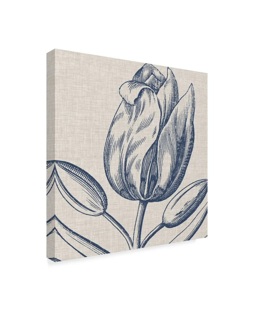 Vision Studio Indigo Floral on Linen Iv Canvas Art